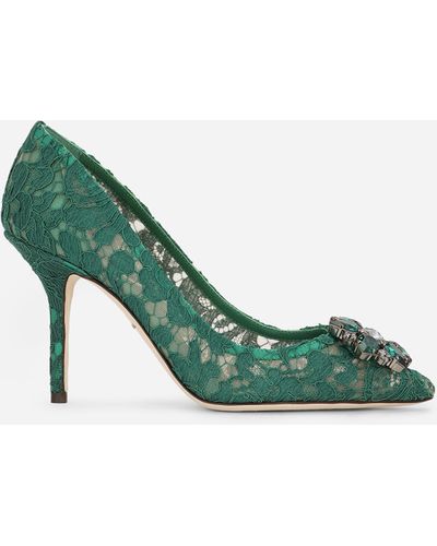 Dolce & Gabbana Lace rainbow pumps with brooch detailing - Verde