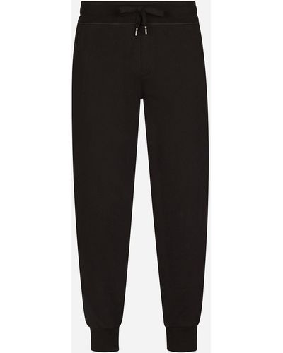 Dolce & Gabbana Jersey jogging Pants With Branded Plate - Black