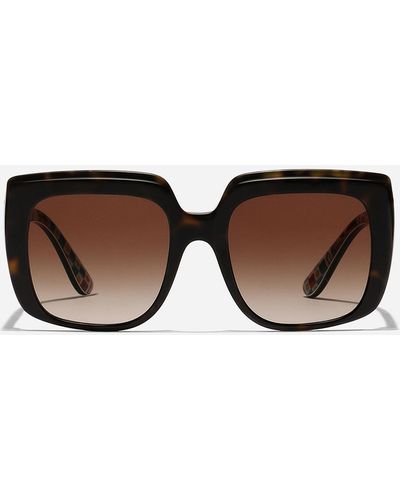 Dolce & Gabbana نظارة شمسية New Print - Brown