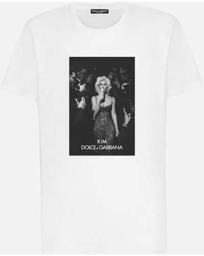 Dolce & Gabbana T-shirt "Ciao, Kim" stampa Pasta - Bianco