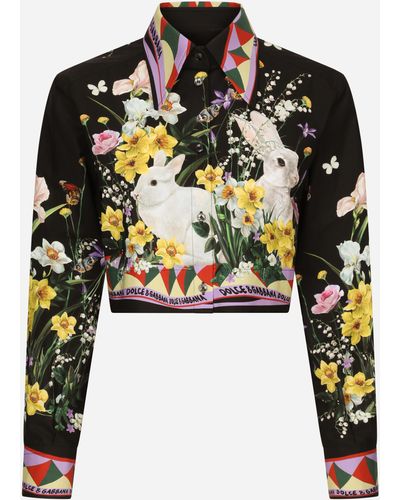 Dolce & Gabbana Bluse aus Baumwolle Hasenprint - Schwarz