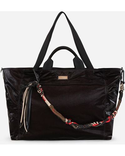 Dolce & Gabbana Borsa viaggio nero Sicilia dna in nylon con targhetta logata