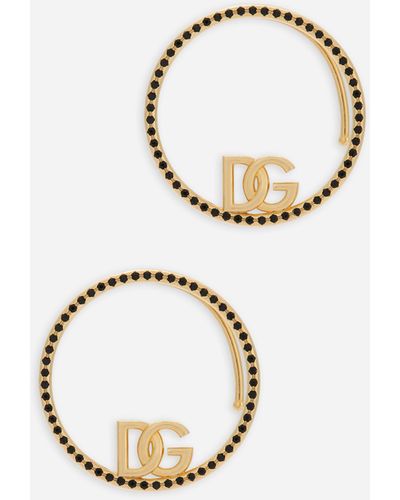 Dolce & Gabbana Orecchini ear cuff con logo DG e strass - Metallizzato