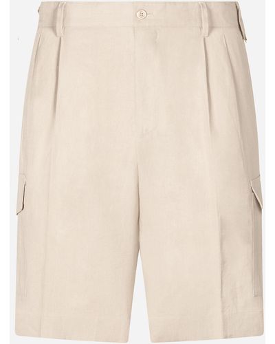 Dolce & Gabbana Bermuda cargo shorts in linen - Neutro