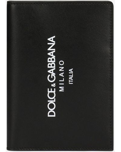 Dolce & Gabbana Porte-passeport en cuir de veau à logo - Blanc