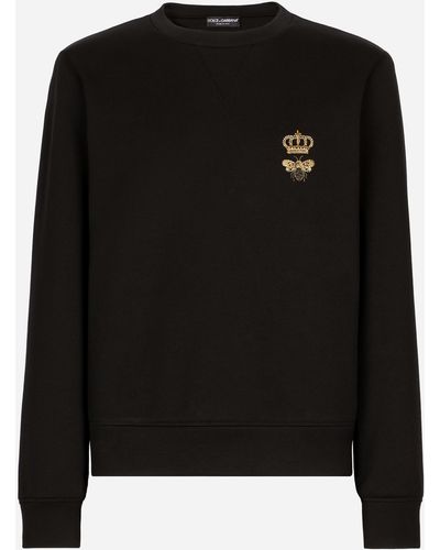 Dolce & Gabbana Sweatshirt aus Baumwolljersey mit Stickerei - Schwarz