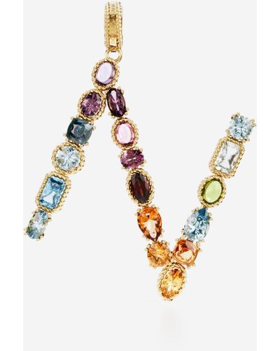 Dolce & Gabbana Charm N Rainbow alphabet aus 18-karätigem Gelbgold mit mehrfarbigen Edelsteinen - Mettallic