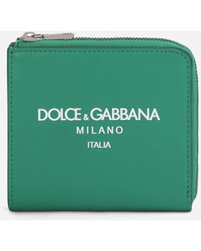 Dolce & Gabbana Kartenetui aus Kalbsleder mit Logo - Grün