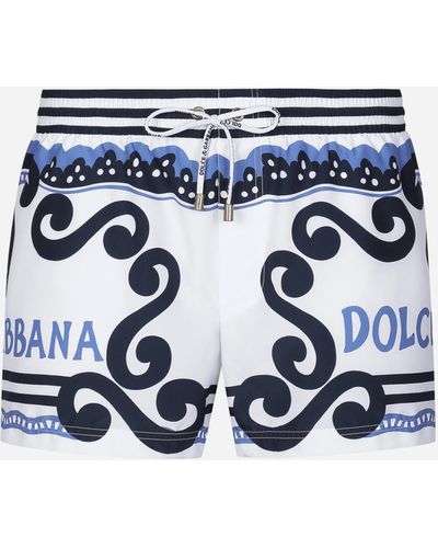 Dolce & Gabbana Bañador bóxer corto con estampado Marina - Azul
