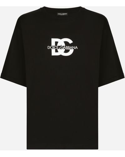 Dolce & Gabbana Short-sleeved T-shirt with DG logo print - Negro
