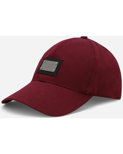 Dolce & Gabbana Cotton Baseball Cap With Logo Tag - Red