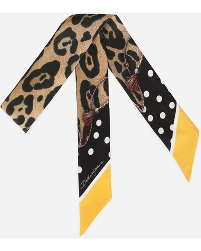 Dolce & Gabbana Leopard-print twill headscarf - Multicolore