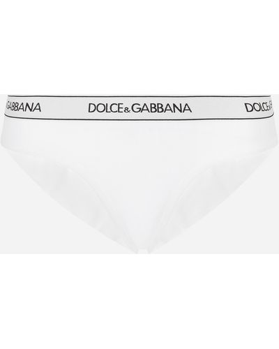 Dolce & Gabbana Jersey Brazilian briefs with branded elastic - Weiß