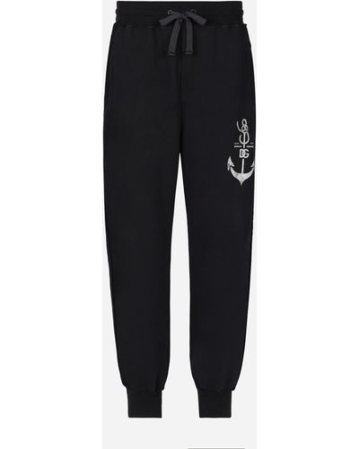 Dolce & Gabbana Pantalon de jogging à imprimé marine - Noir