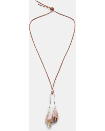 Dorothee Schumacher Necklace With Hanging Flower Pendant On Leather Cord - Pink