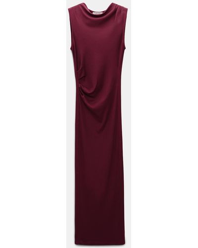 Dorothee Schumacher Fine Rib Cotton Draped Midi Dress - Purple
