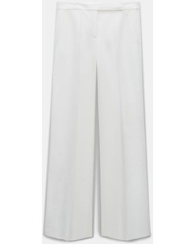 Dorothee Schumacher Wide Leg Pants In Punto Milano With Pintucks - White
