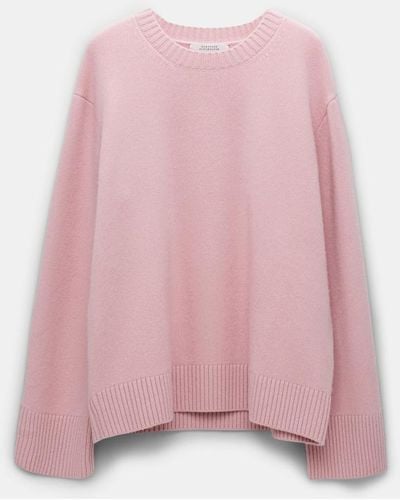 Dorothee Schumacher Soft Round Neck Sweater In Stretch Cashmere - Pink