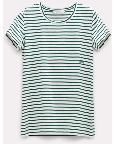 Dorothee Schumacher Striped Round Neck Top With Embroidery - Blue