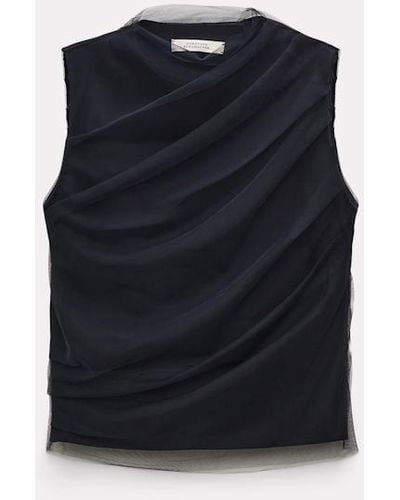 Dorothee Schumacher Punto Milano Shell With Tulle Top - Black