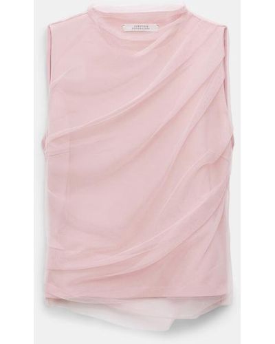 Dorothee Schumacher Punto Milano Top With Draped Tulle Overlay - Pink