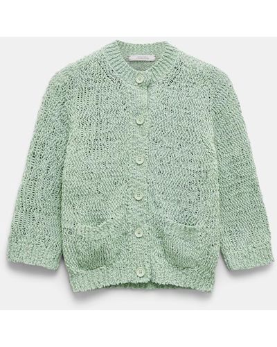 Dorothee Schumacher Textural Knit Cotton Cardigan - Green