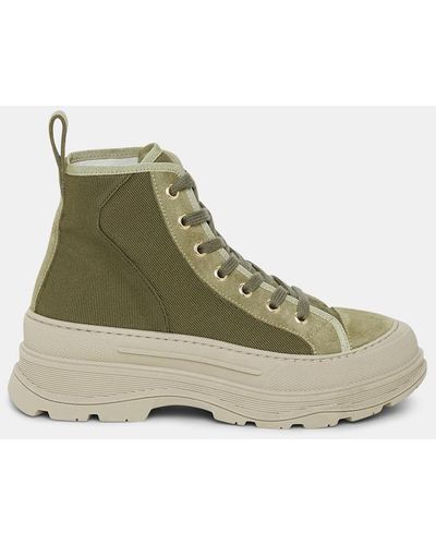 Dorothee Schumacher High-top Cotton And Suede Sneakers - Green