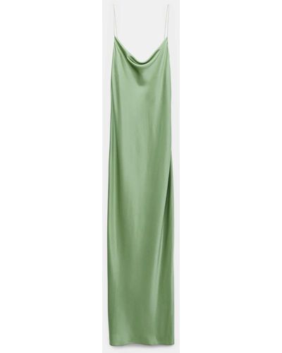 Dorothee Schumacher Silk Charmeuse Dress With A Waterfall Neckline - Green