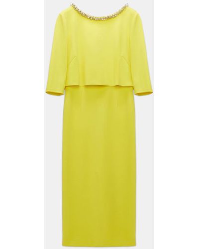 Dorothee Schumacher Kleid aus Punto Milano mit Stickerei - Gelb