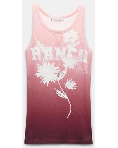 Dorothee Schumacher Color Fade Stretch Cotton Tank Top With Print - Red