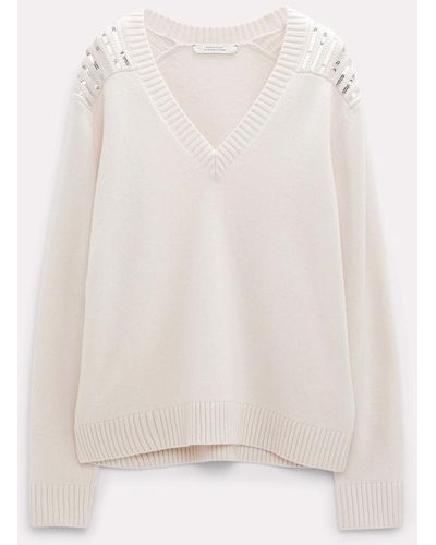 Dorothee Schumacher Sweater With Sequin Embroidery On The Shoulders - White