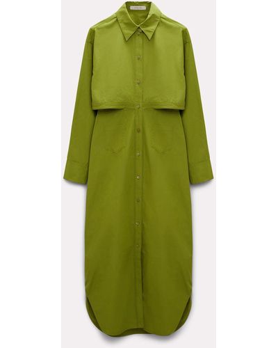Dorothee Schumacher Cotton Shirtdress With Cutout Cape Back - Green