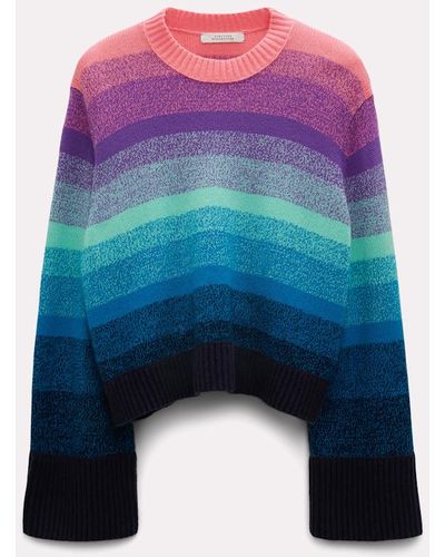 Dorothee Schumacher Variegated Stripe Knit Sweater In Merino-cashmere - Blue
