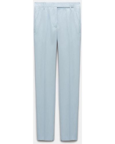 Dorothee Schumacher Slim Fit Linen Blend Pants With Pintucks - Blue