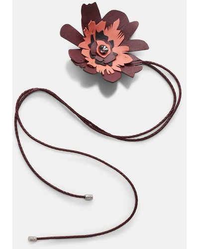 Dorothee Schumacher Woven Leather Choker Wrap With Small Leather Flower - White
