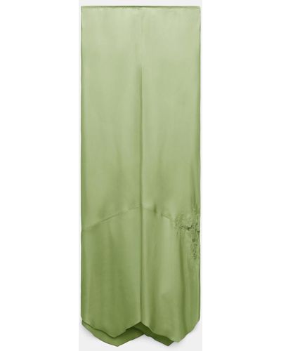 Dorothee Schumacher Rock aus Seidentwill im Lingerie-Style mit Spitzendetails - Grün
