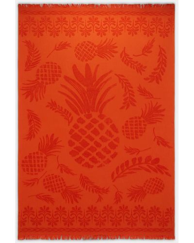 Dorothee Schumacher Cotton Towel With Woven Jacquard Pineapple Pattern - Red