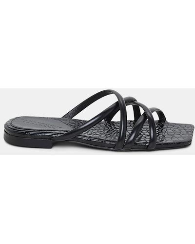 Dorothee Schumacher Square Toe Flat Strappy Sandals - Black