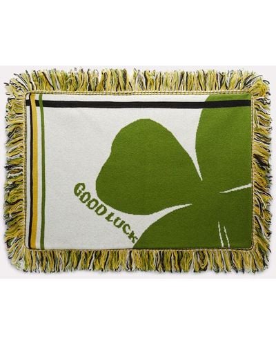 Dorothee Schumacher Wool Cushion With Good Luck Clover Motif - Green