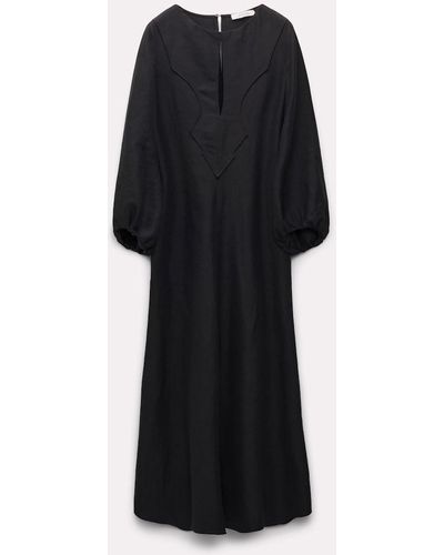 Dorothee Schumacher Western-inspired Mid-length Dress In Technical Linen - Black