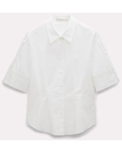 Dorothee Schumacher Short Sleeve Cotton Poplin Shirt - White
