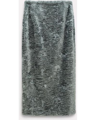 Dorothee Schumacher Embossed Velvet Pencil Skirt - Gray