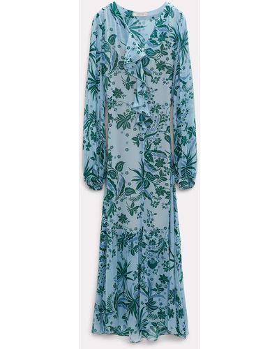 Dorothee Schumacher Printed Viscose Dress With Flounces - Blue