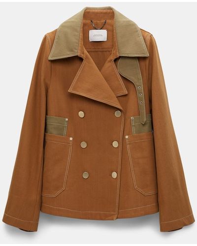 Dorothee Schumacher Double-breasted Pea Coat With Contrast Tonal Trim - Brown