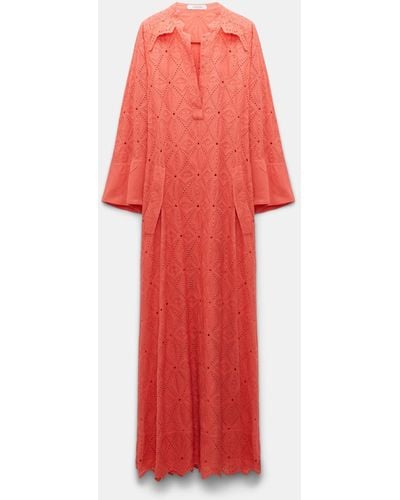 Dorothee Schumacher Cotton Broderie Anglaise Caftan Dress - Red