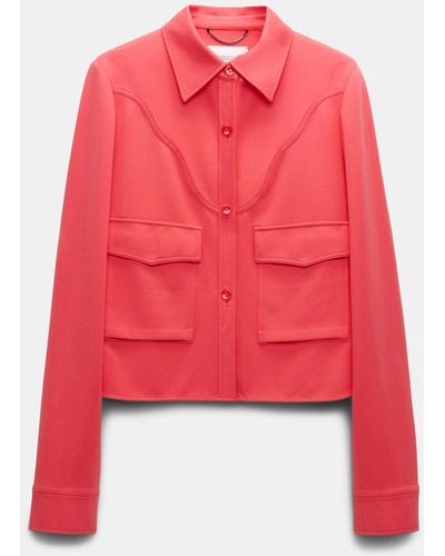Dorothee Schumacher Shirt-jacket In Punto Milano With Western Details - Red