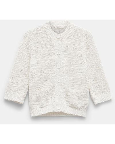 Dorothee Schumacher Textural Knit Cotton Cardigan - White