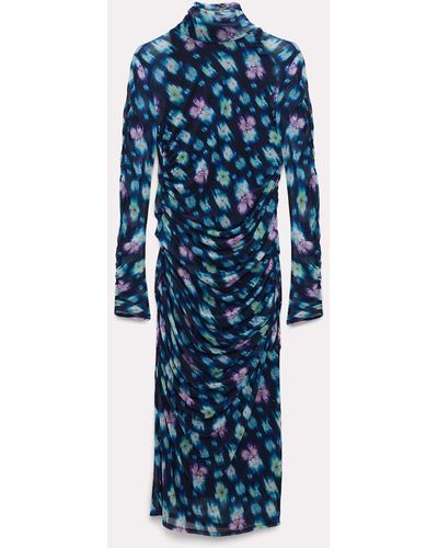 Dorothee Schumacher Mesh-Kleid mit floralem Neon Print - Blau