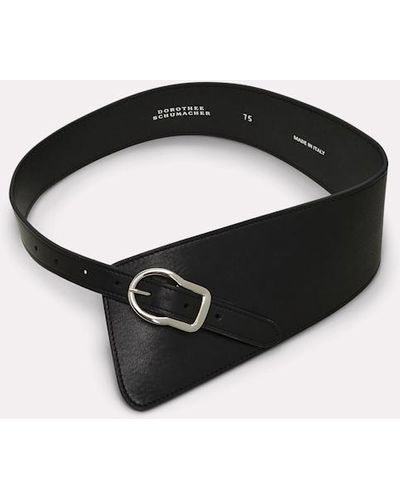 Dorothee Schumacher Asymmetric Belt In Smooth Leather - Black
