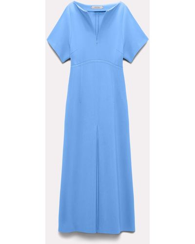 Dorothee Schumacher Dress In Punto Milano With Eco Leather Detailing - Blue
